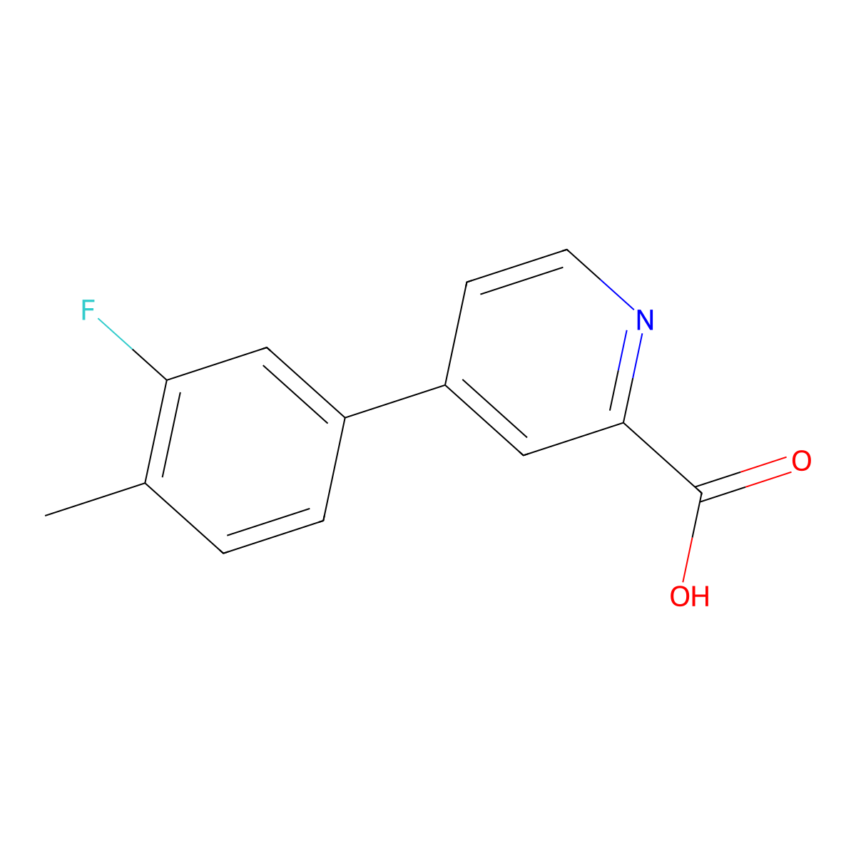 4-(3-Fluoro-4-methylphenyl)picolinic acid molecular structure, CAS 1261991-98-3