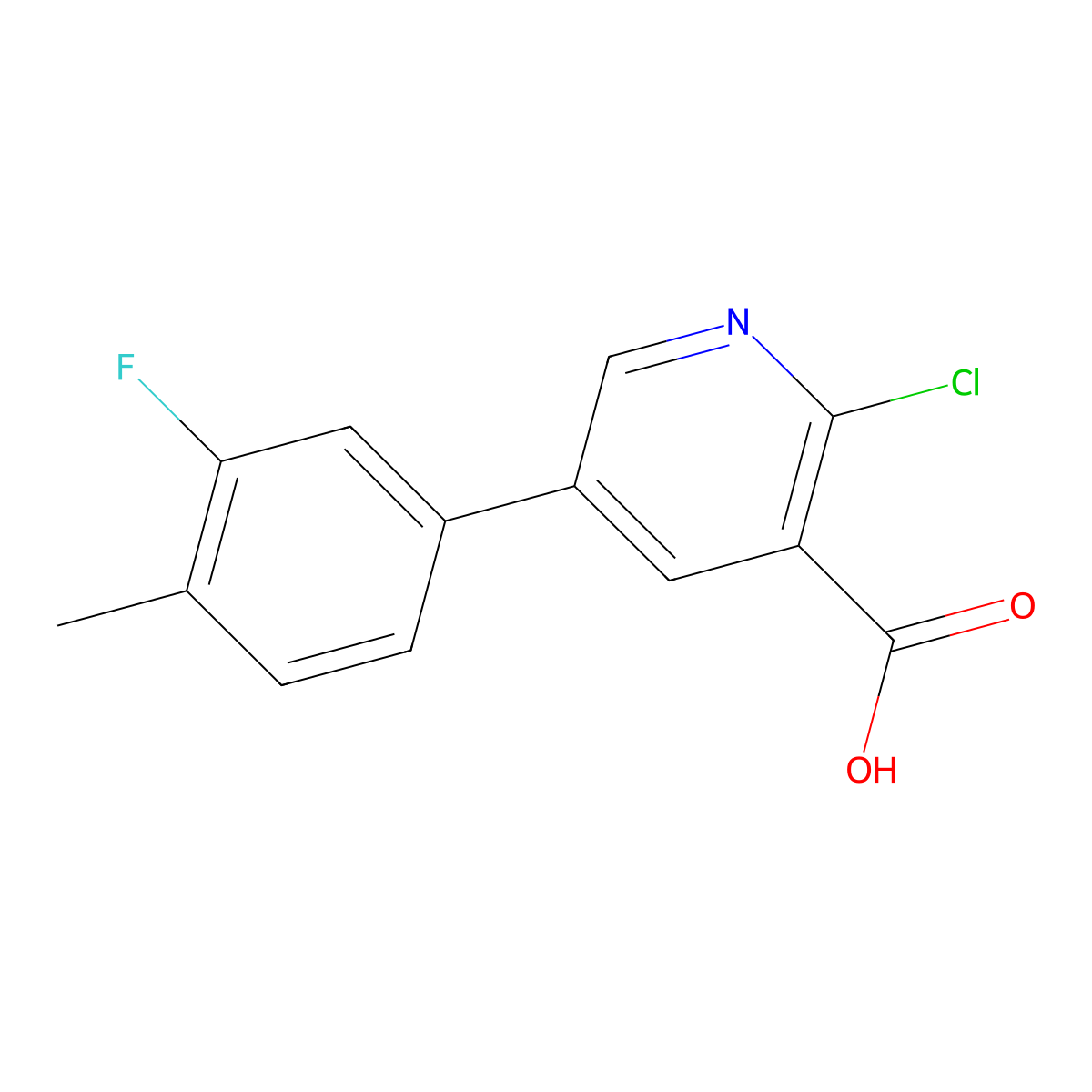 2-Chloro-5-(3-fluoro-4-methylphenyl)nicotinic acid molecular structure, CAS 1261992-14-6