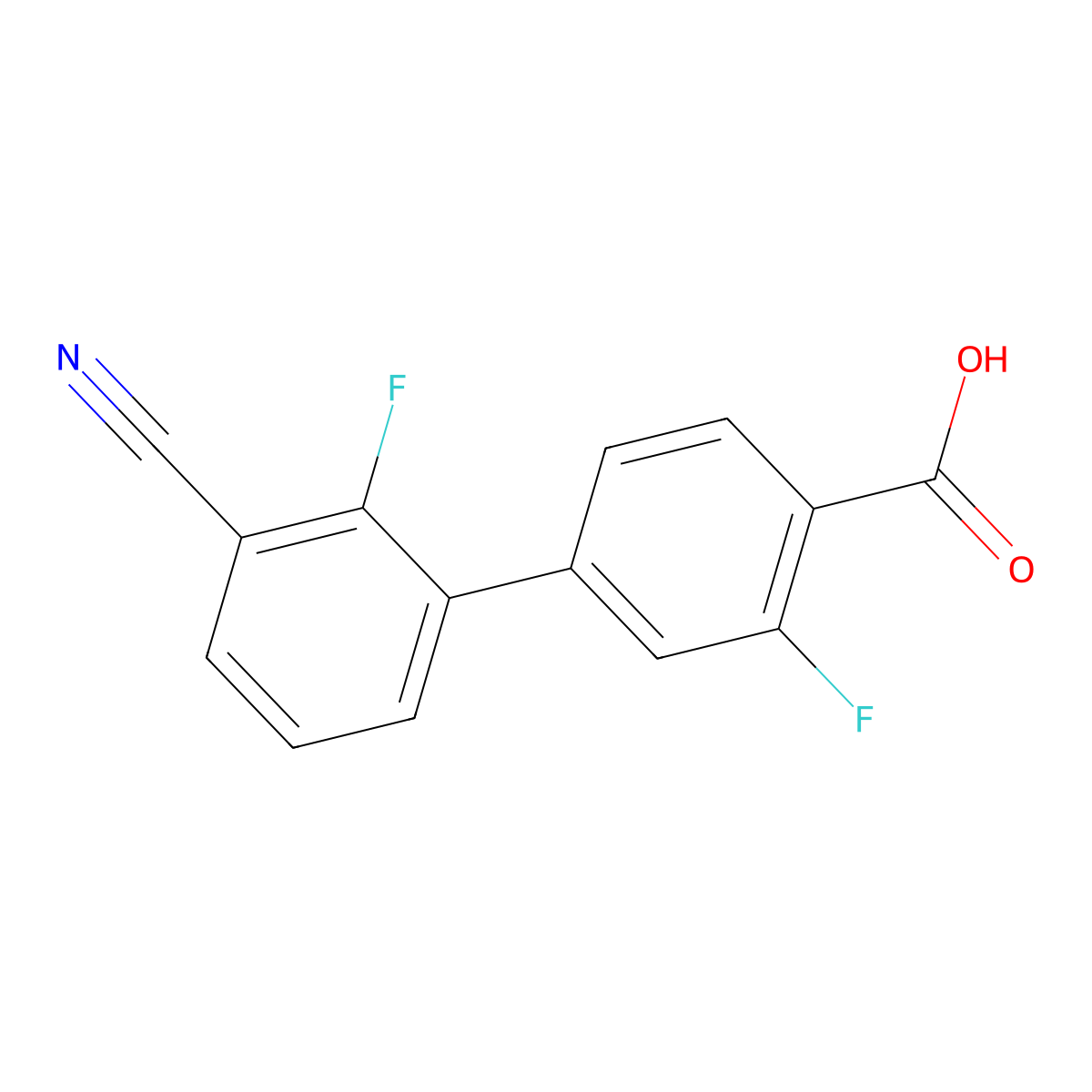 4-(3-Cyano-2-fluorophenyl)-2-fluorobenzoic acid molecular structure, CAS 1261992-19-1