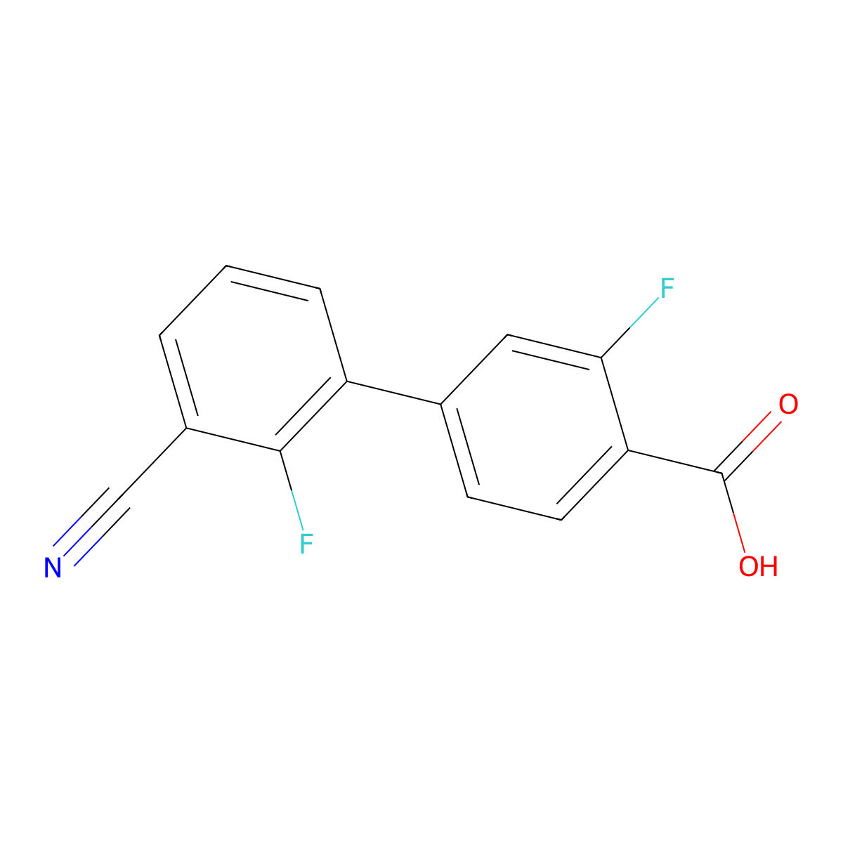 4-(3-Cyano-2-fluorophenyl)-2-fluorobenzoic acid molecular structure, CAS 1261992-19-1