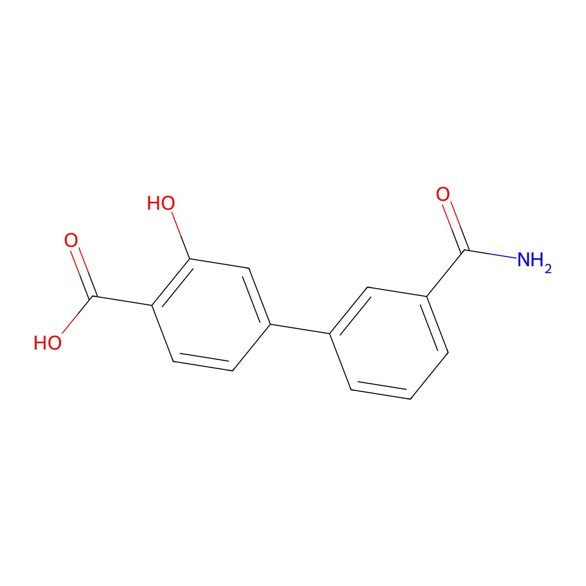 4-(3-Aminocarbonylphenyl)-2-hydroxybenzoic acid molecular structure, CAS 1261992-30-6
