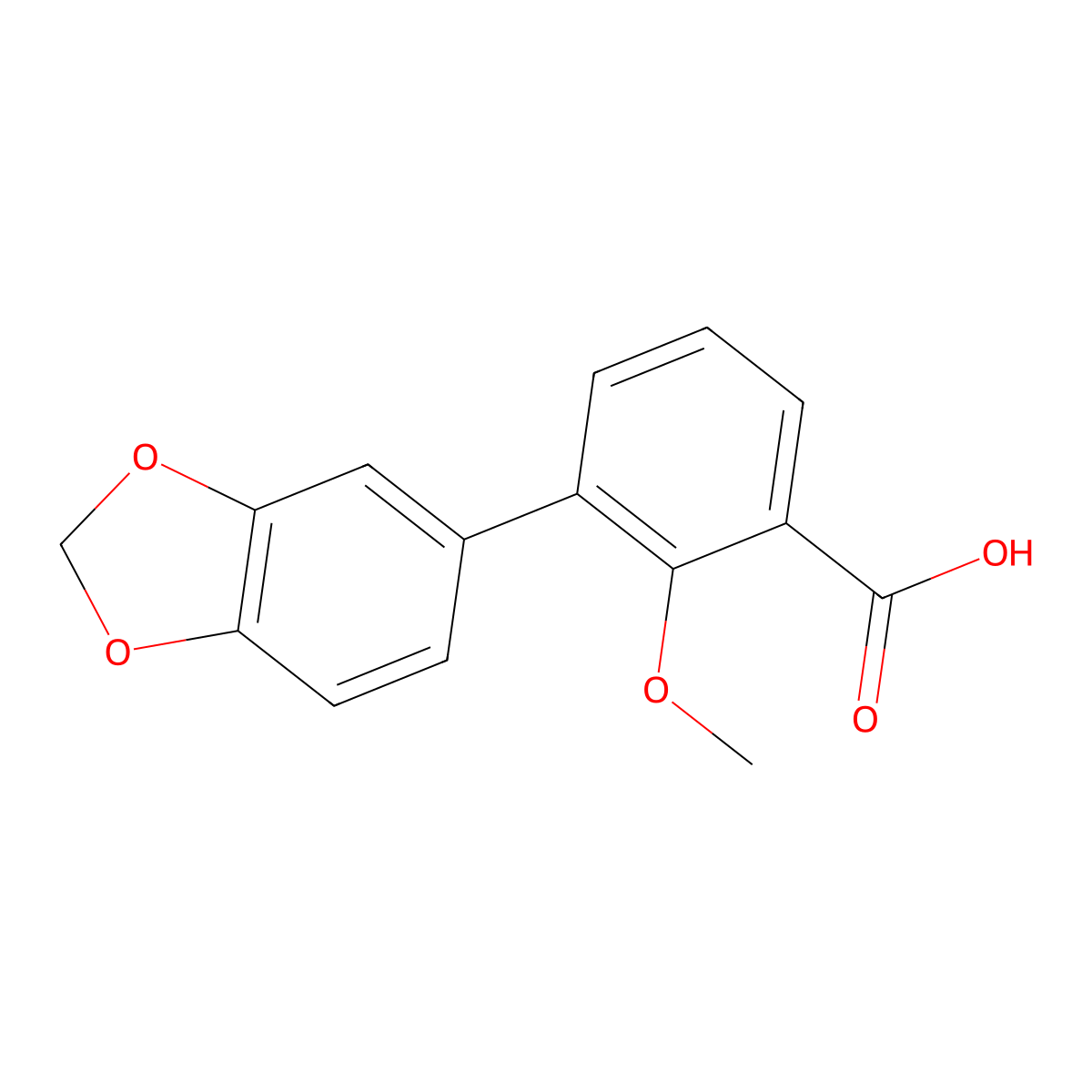 2-Methoxy-3-(3,4-methylenedioxyphenyl)benzoic acid molecular structure, CAS 1261992-56-6