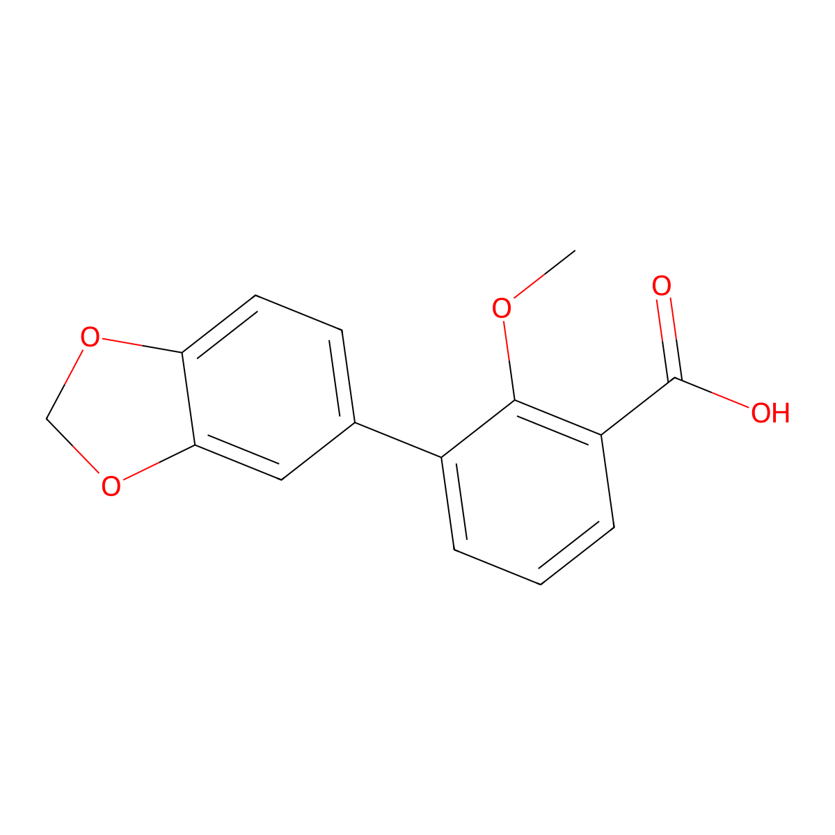 2-Methoxy-3-(3,4-methylenedioxyphenyl)benzoic acid molecular structure, CAS 1261992-56-6