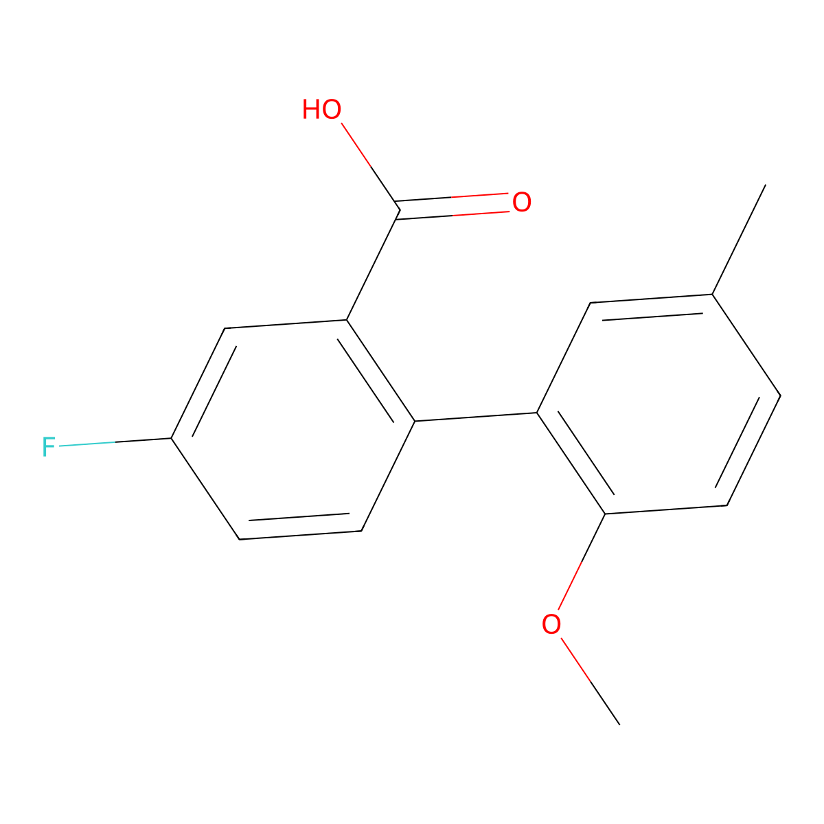 5-Fluoro-2-(2-methoxy-5-methylphenyl)benzoic acid molecular structure, CAS 1261992-66-8