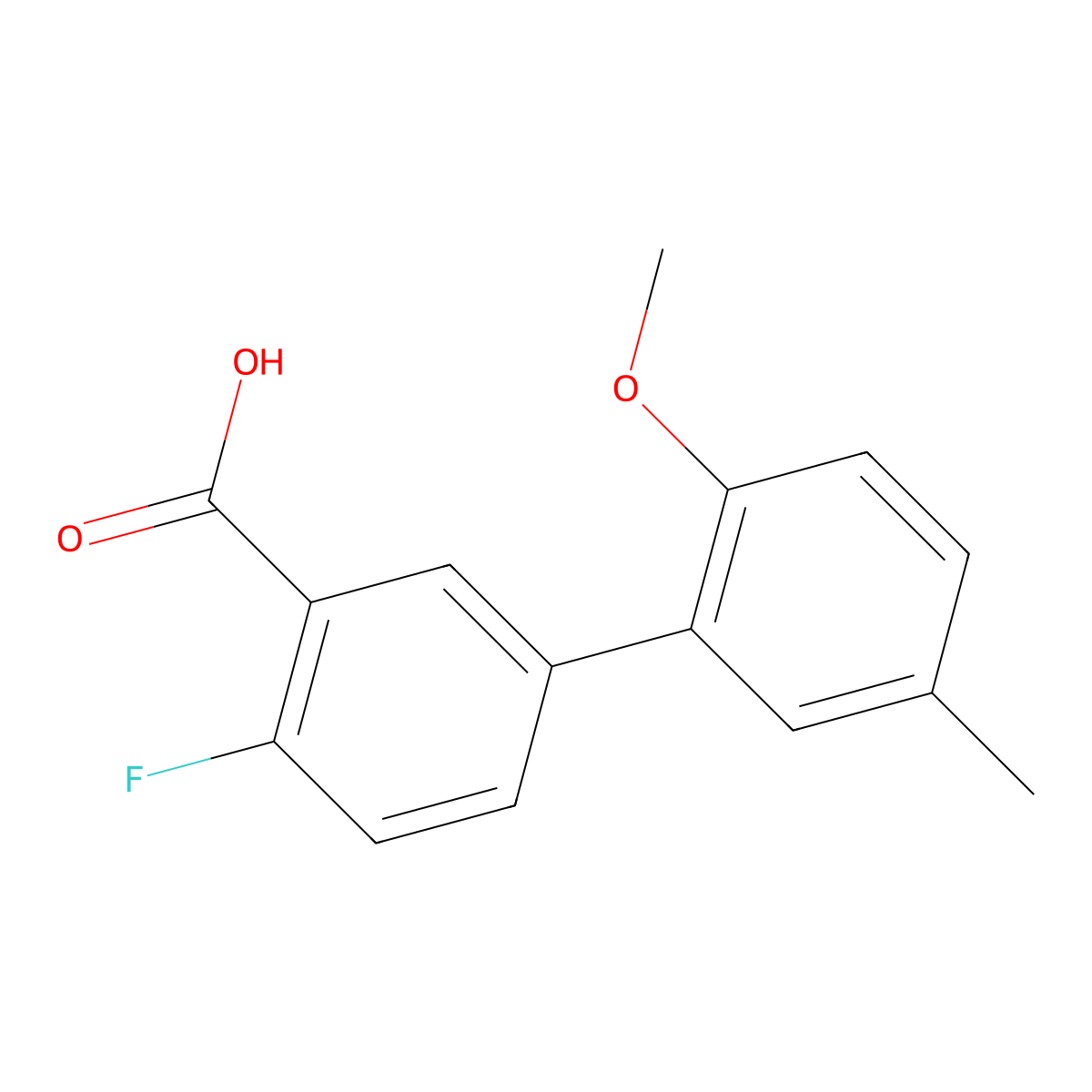 2-Fluoro-5-(2-methoxy-5-methylphenyl)benzoic acid molecular structure, CAS 1261992-71-5