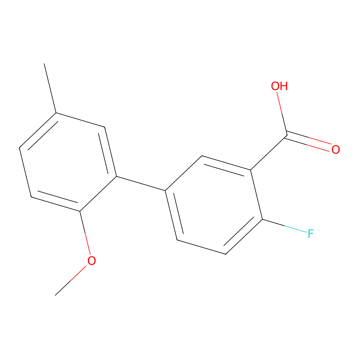 2-Fluoro-5-(2-methoxy-5-methylphenyl)benzoic acid molecular structure, CAS 1261992-71-5