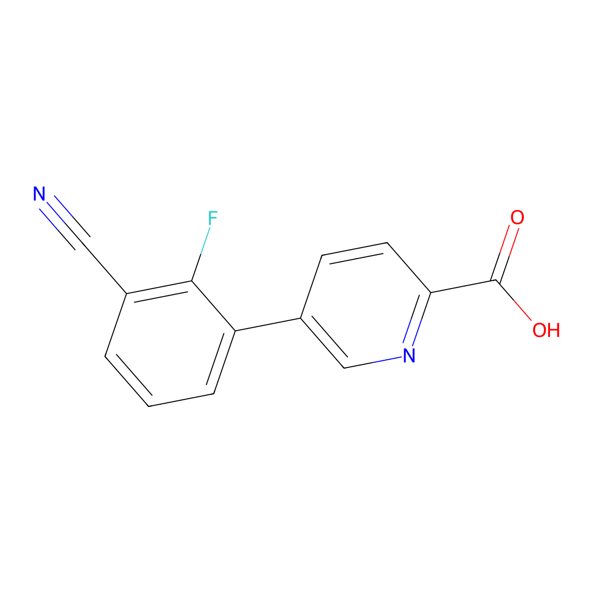 5-(3-Cyano-2-fluorophenyl)picolinic acid molecular structure, CAS 1261992-74-8