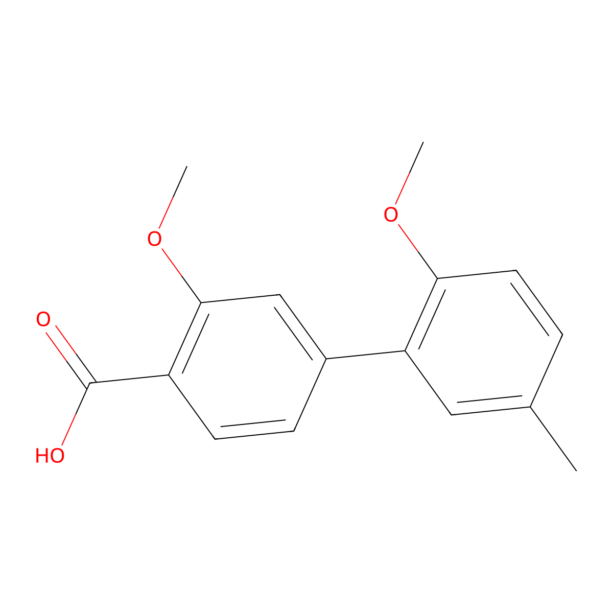 4-(2-Methoxy-5-methylphenyl)-2-methoxybenzoic acid molecular structure, CAS 1261992-80-6