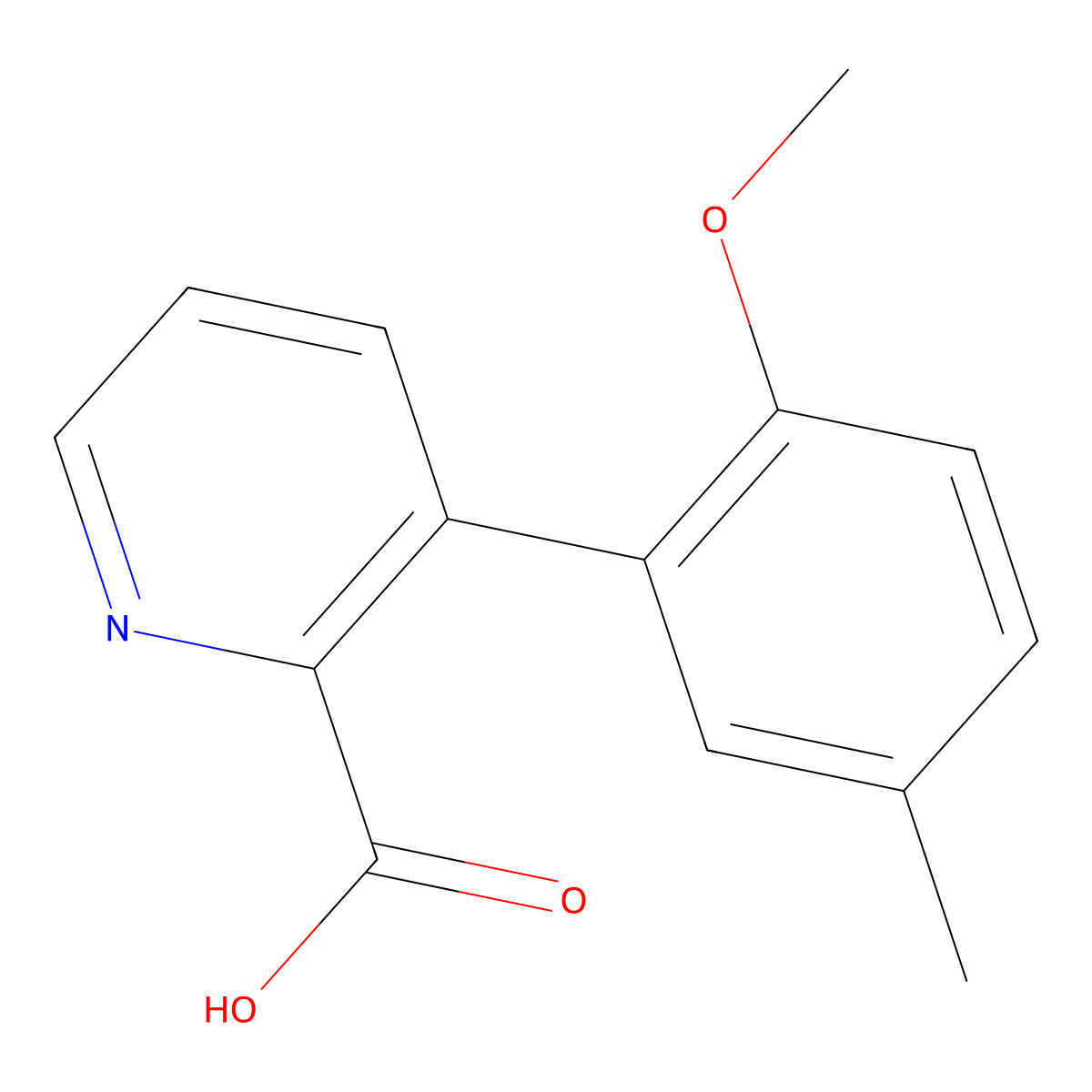 3-(2-Methoxy-5-methylphenyl)picolinic acid molecular structure, CAS 1261992-83-9