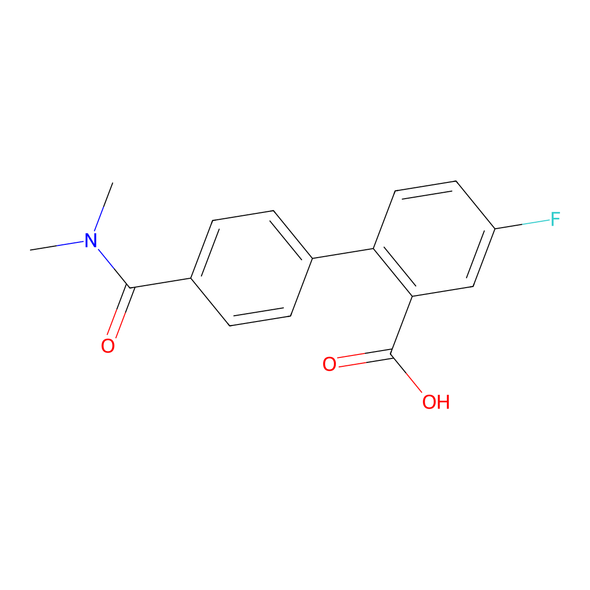 2-[4-(N,N-Dimethylaminocarbonyl)phenyl]-5-fluorobenzoic acid molecular structure, CAS 1261992-90-8