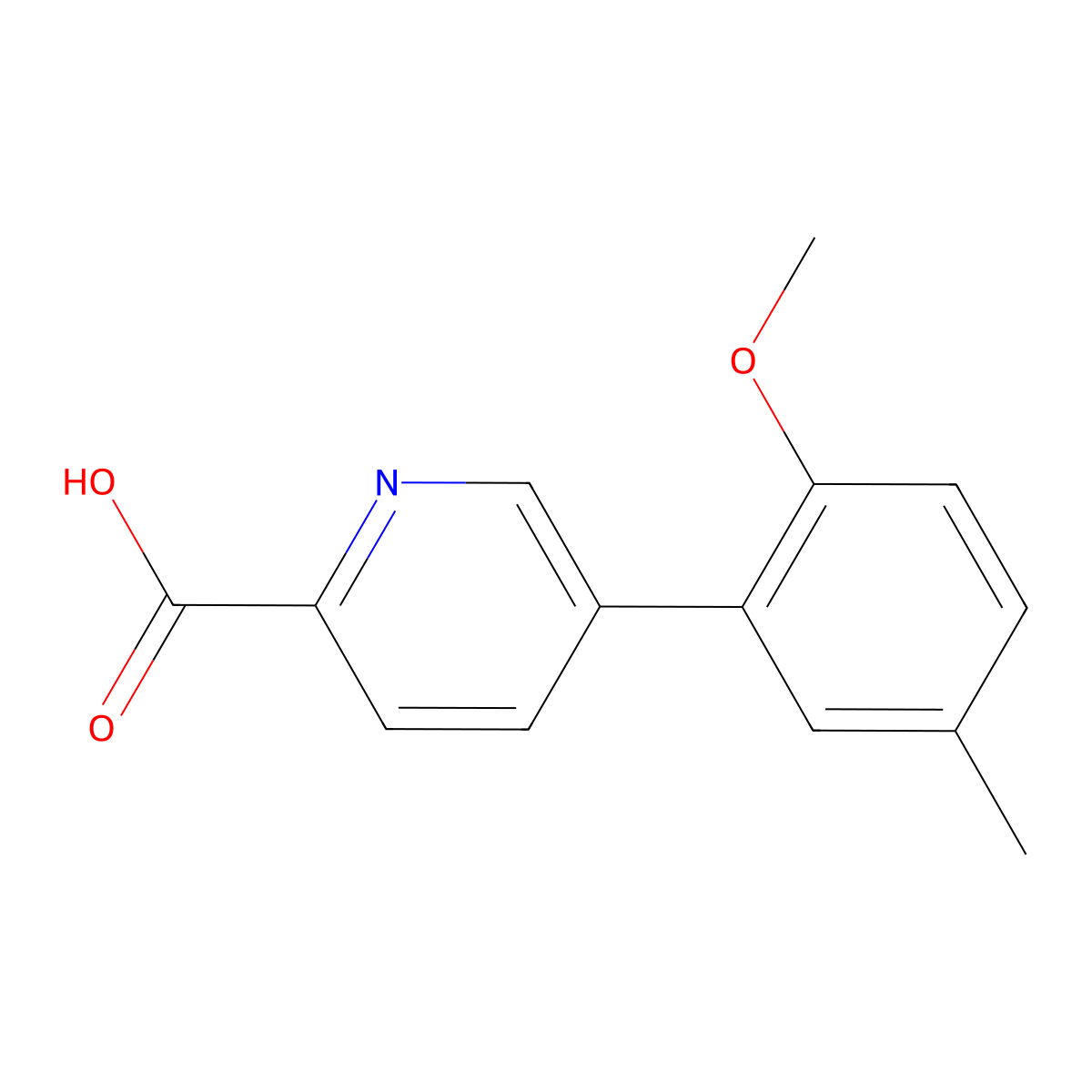 5-(2-Methoxy-5-methylphenyl)picolinic acid molecular structure, CAS 1261992-93-1