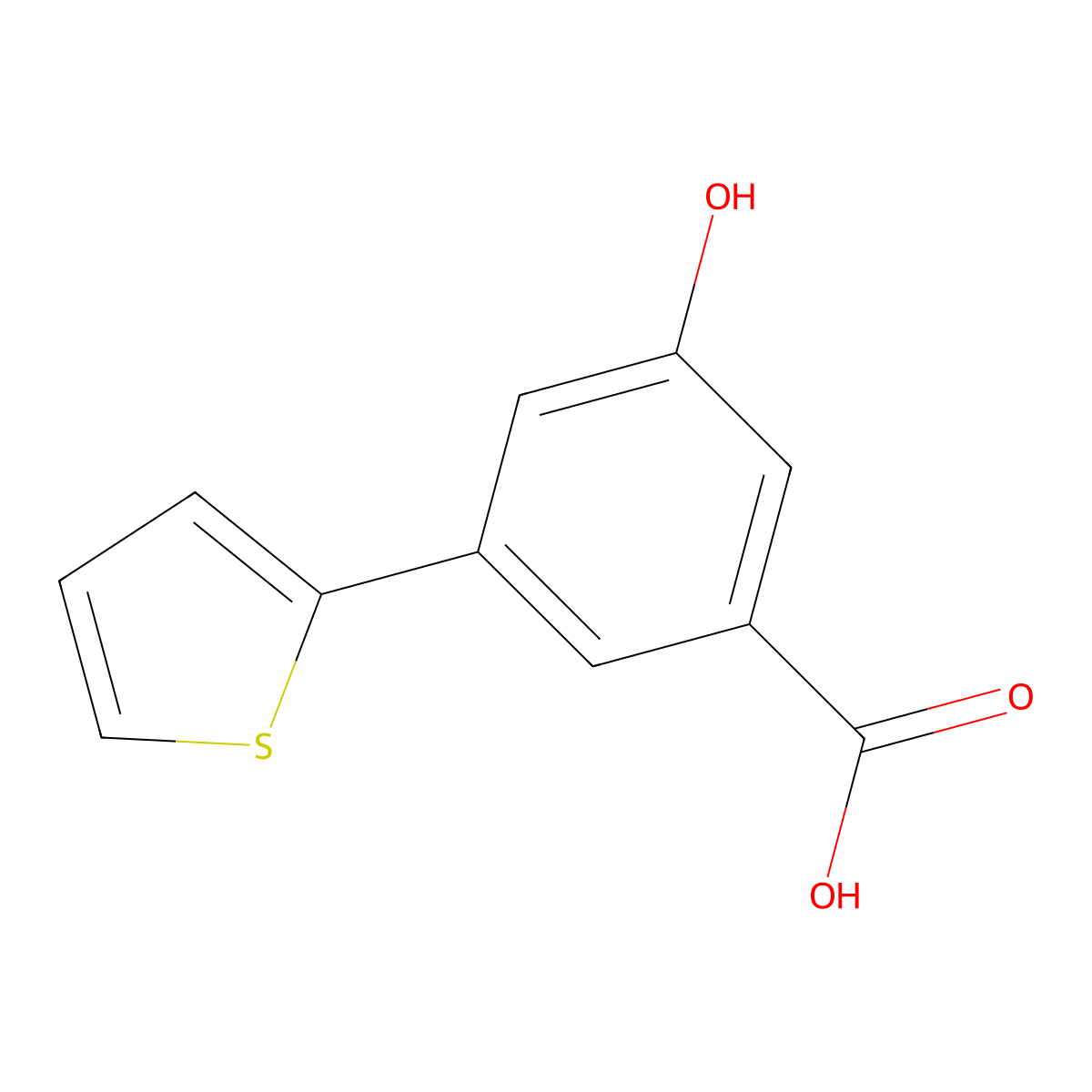 3-Hydroxy-5-(thiophen-2-yl)benzoic acid molecular structure, CAS 1261992-95-3