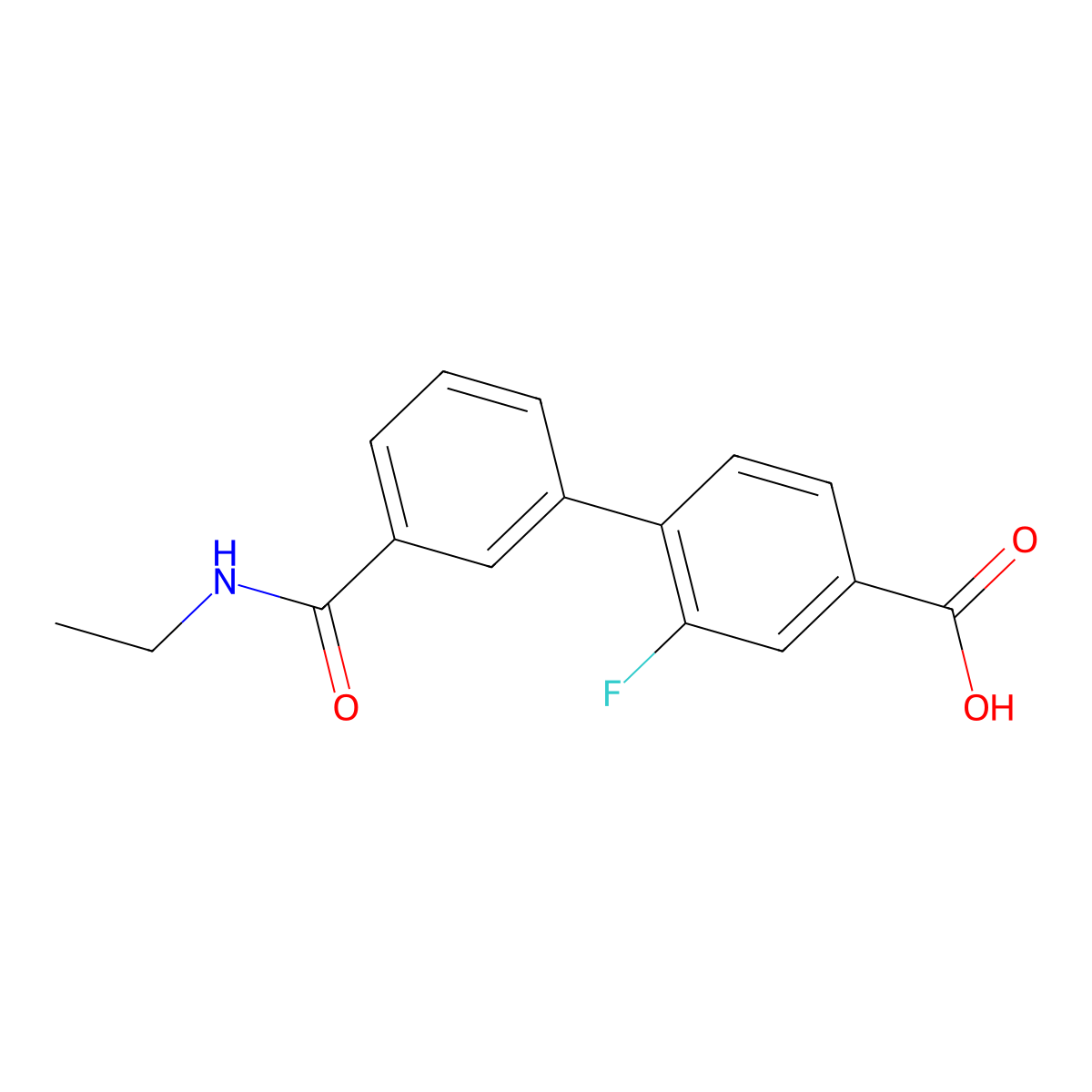 4-[3-(N-Ethylaminocarbonyl)phenyl]-3-fluorobenzoic acid molecular structure, CAS 1261993-01-4