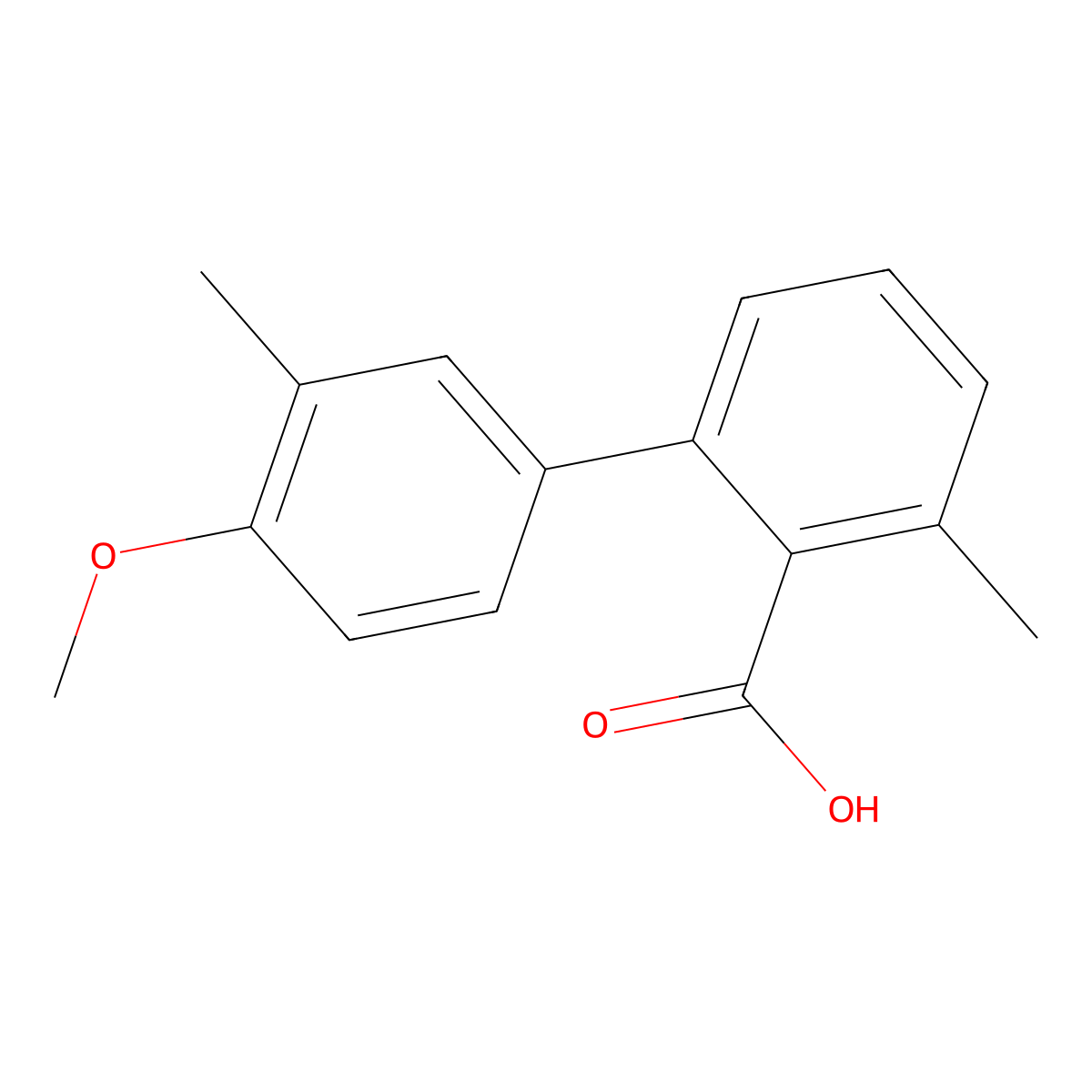 2-(4-Methoxy-3-methylphenyl)-6-methylbenzoic acid molecular structure, CAS 1261993-10-5