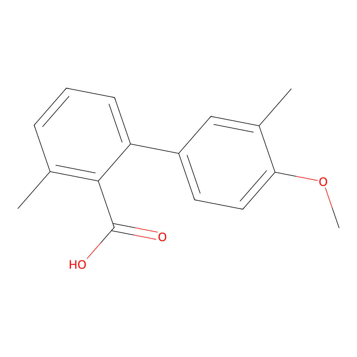 2-(4-Methoxy-3-methylphenyl)-6-methylbenzoic acid molecular structure, CAS 1261993-10-5