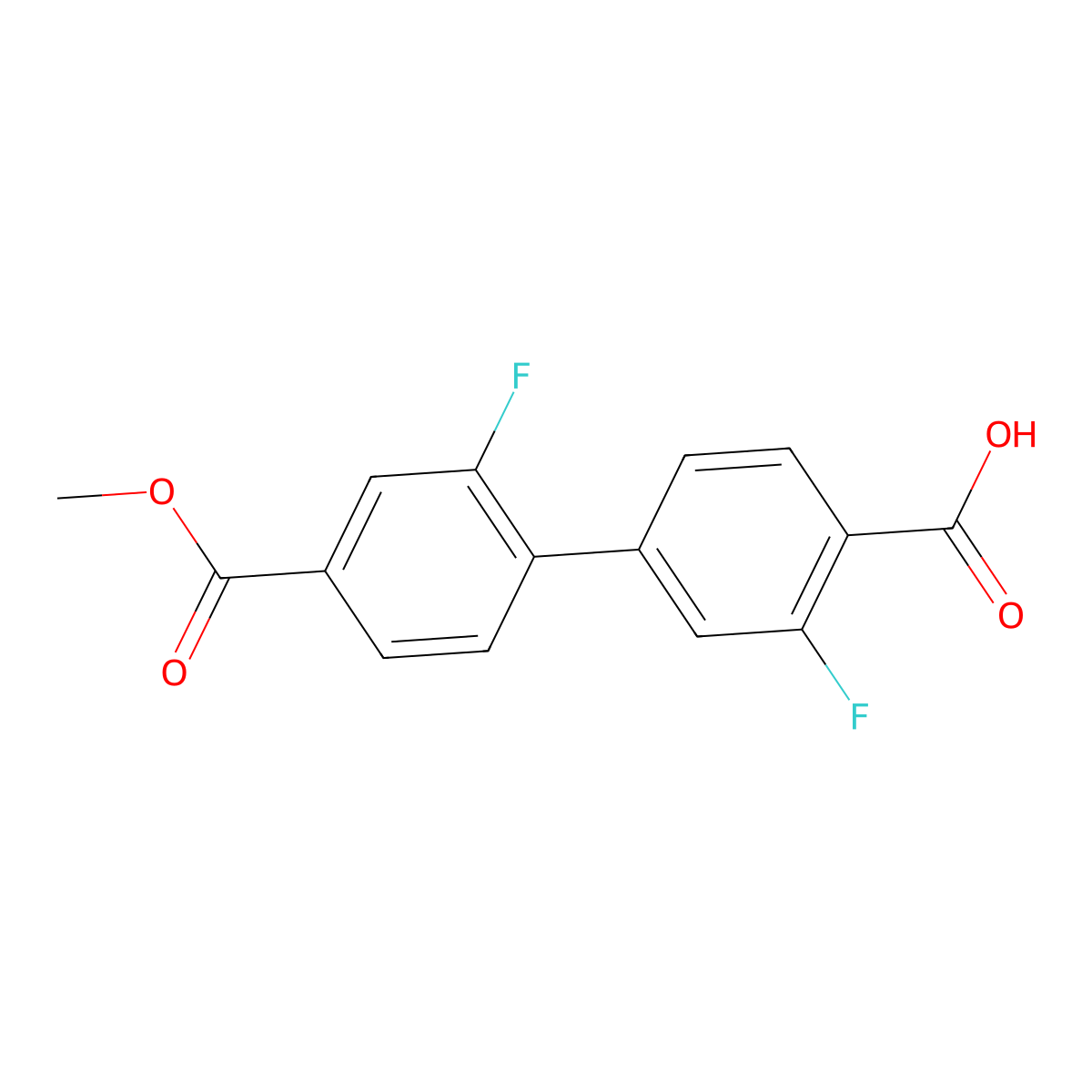 2-Fluoro-4-(2-fluoro-4-methoxycarbonylphenyl)benzoic acid molecular structure, CAS 1261993-27-4