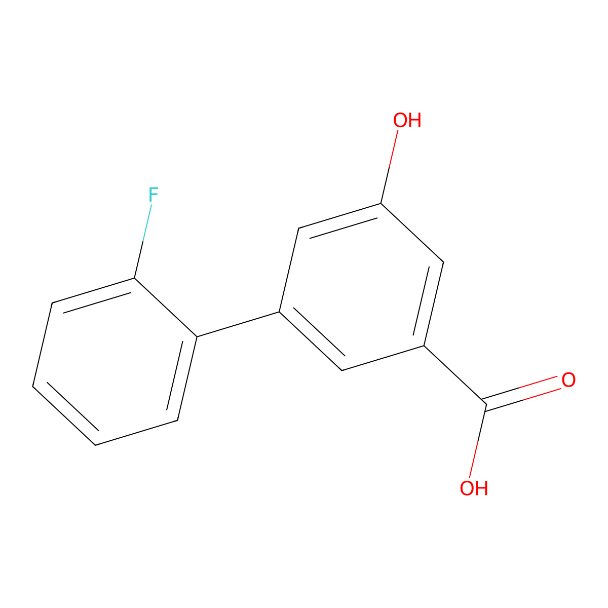 3-(2-Fluorophenyl)-5-hydroxybenzoic acid molecular structure, CAS 1261993-38-7