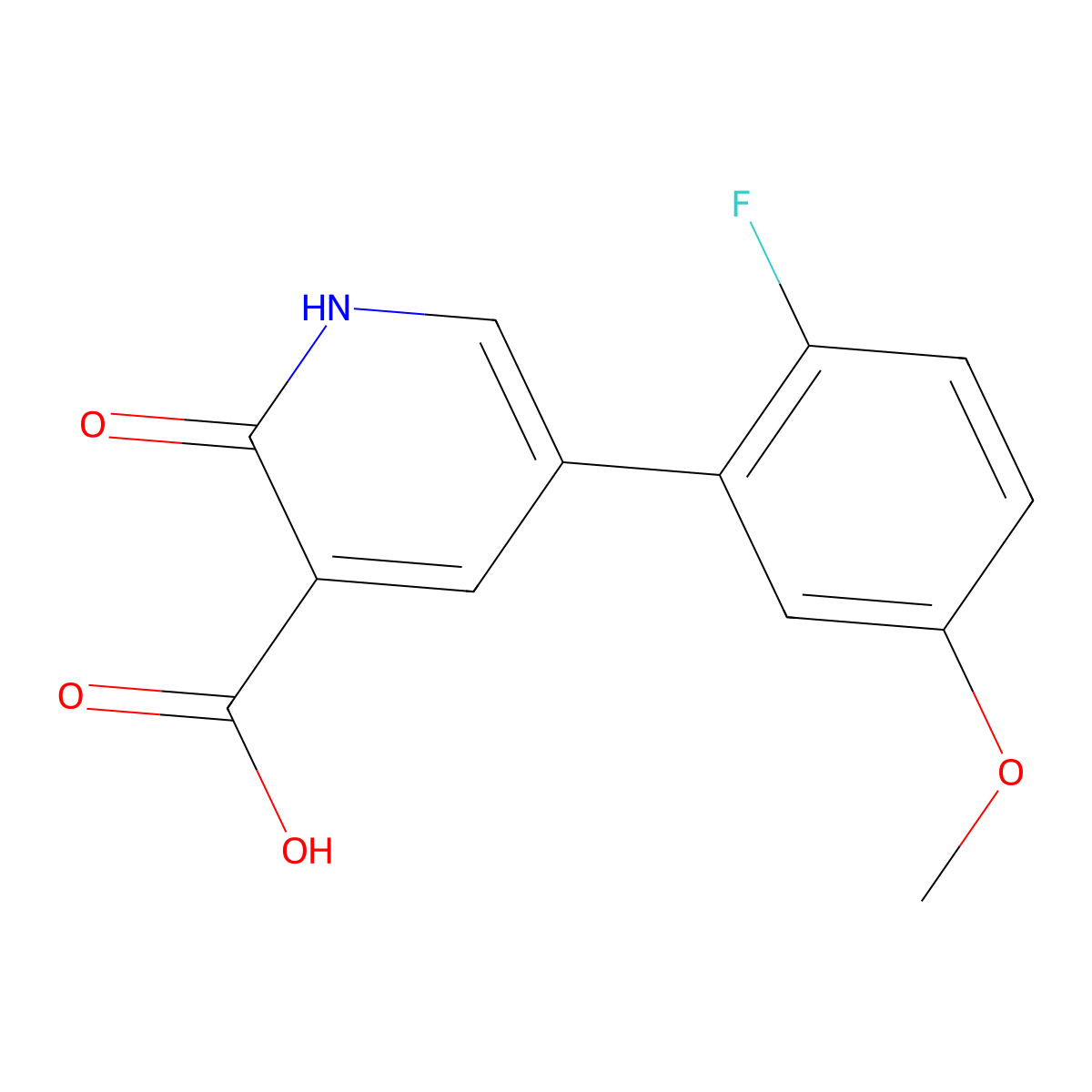5-(2-Fluoro-5-methoxyphenyl)-2-oxo-1,2-dihydropyridine-3-carboxylic acid molecular structure, CAS 1261993-39-8