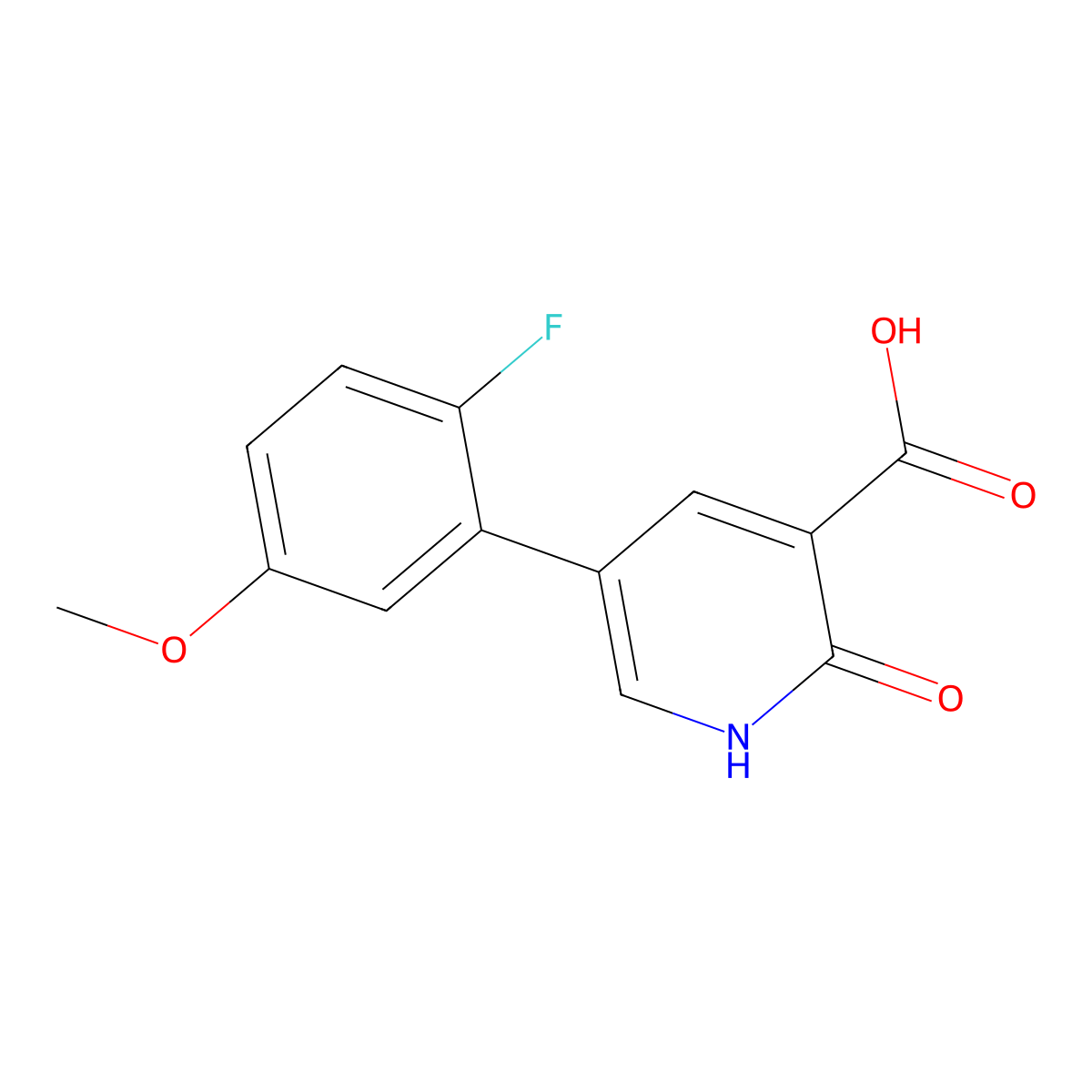 5-(2-Fluoro-5-methoxyphenyl)-2-oxo-1,2-dihydropyridine-3-carboxylic acid molecular structure, CAS 1261993-39-8