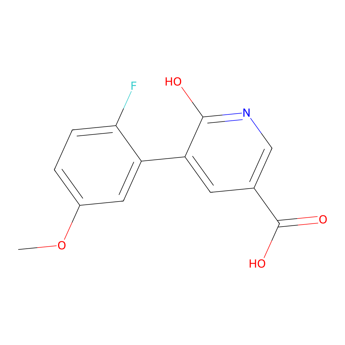 5-(2-Fluoro-5-methoxyphenyl)-6-hydroxynicotinic acid molecular structure, CAS 1261993-41-2