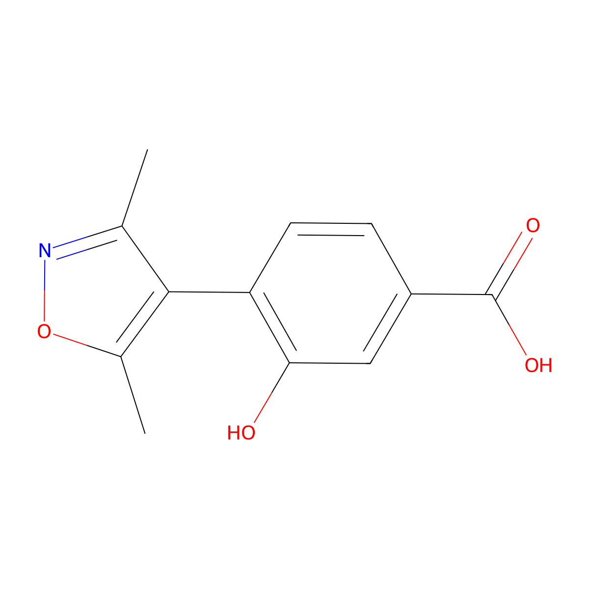 4-(3,5-Dimethyl-1,2-oxazol-4-yl)-3-hydroxybenzoic acid molecular structure, CAS 1261993-44-5