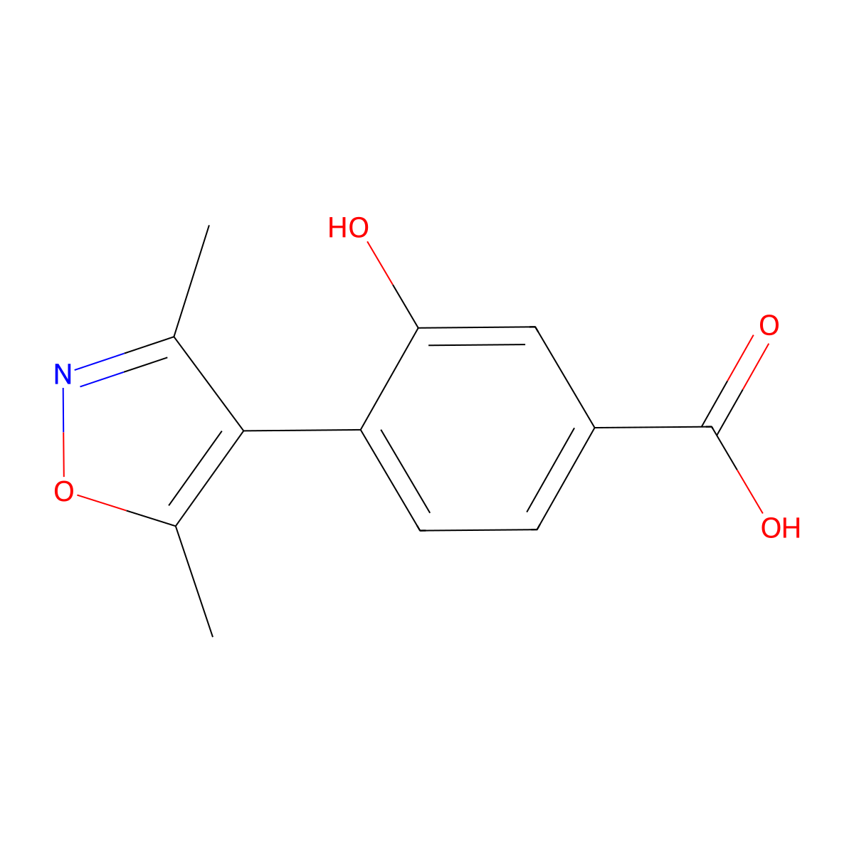 4-(3,5-Dimethyl-1,2-oxazol-4-yl)-3-hydroxybenzoic acid molecular structure, CAS 1261993-44-5