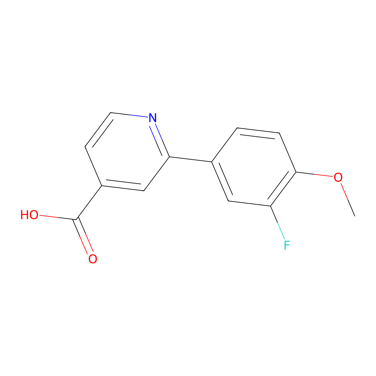2-(3-Fluoro-4-methoxyphenyl)isonicotinic acid molecular structure, CAS 1261993-45-6