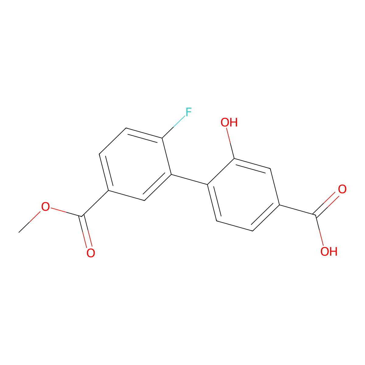 4-(2-Fluoro-5-methoxycarbonylphenyl)-3-hydroxybenzoic acid molecular structure, CAS 1261993-58-1
