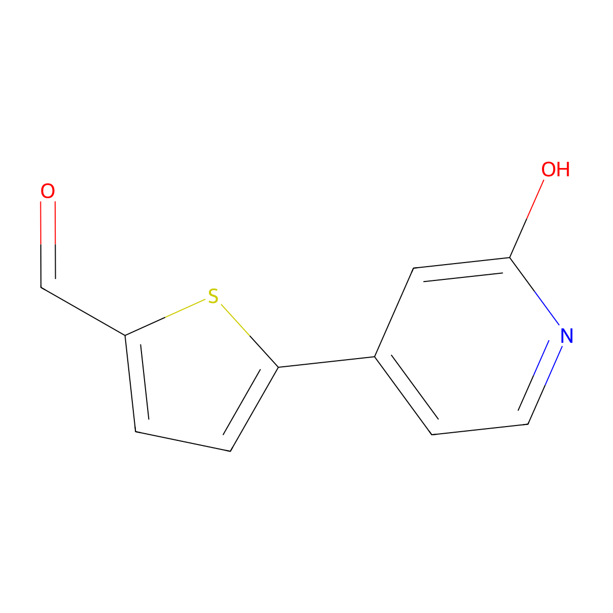 4-(5-Formylthiophen-2-YL)-2-hydroxypyridine molecular structure, CAS 1261993-66-1
