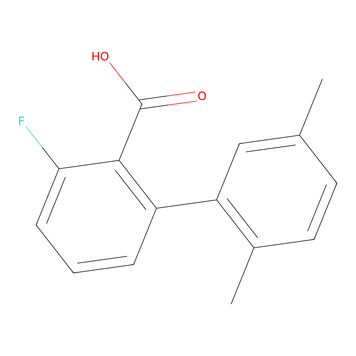 2-(2,5-Dimethylphenyl)-6-fluorobenzoic acid molecular structure, CAS 1261993-72-9