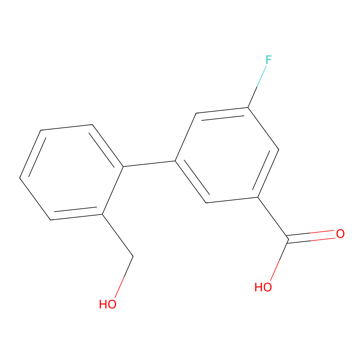 5-Fluoro-3-(2-hydroxymethylphenyl)benzoic acid molecular structure, CAS 1261993-76-3