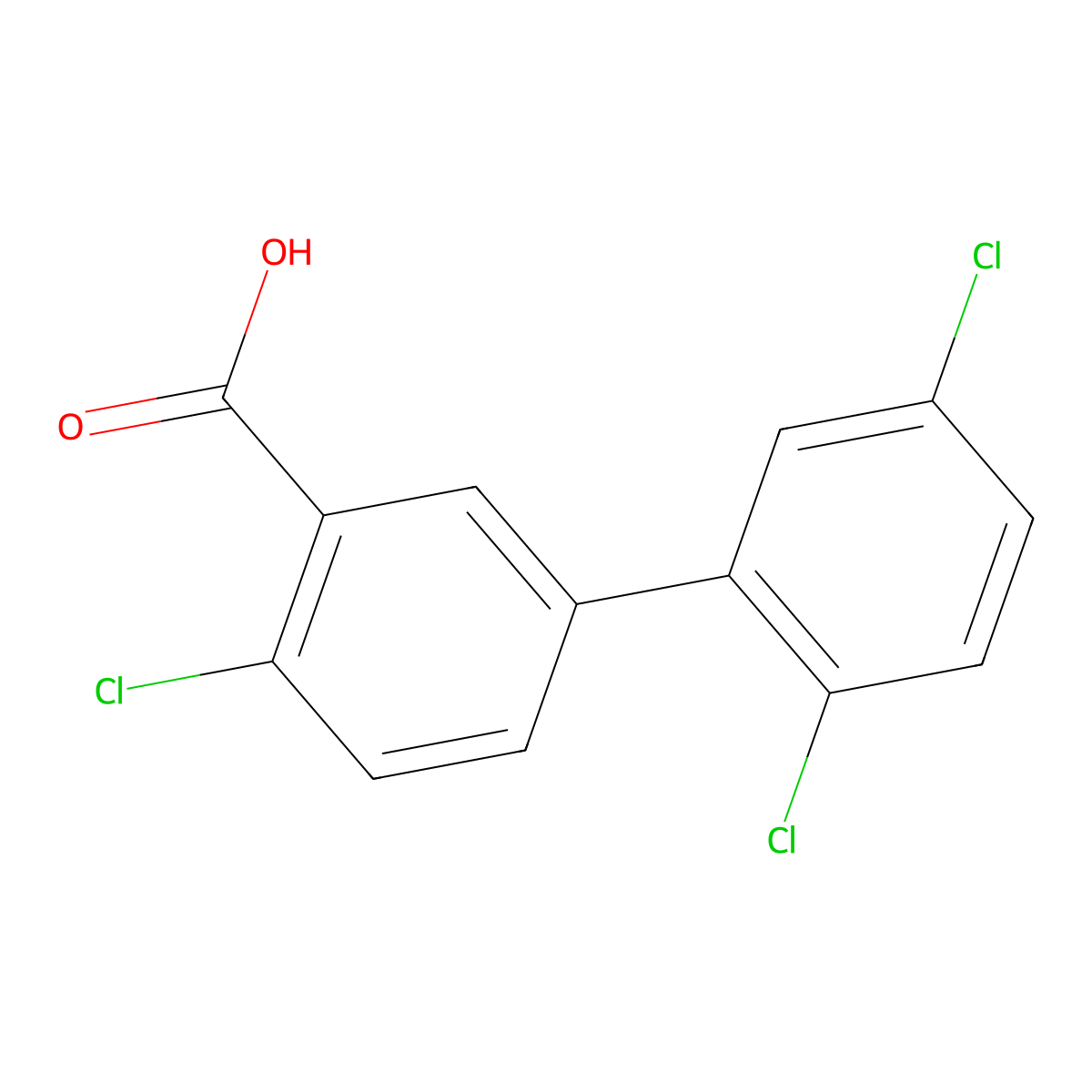 2-Chloro-5-(2,5-dichlorophenyl)benzoic acid molecular structure, CAS 1261993-78-5