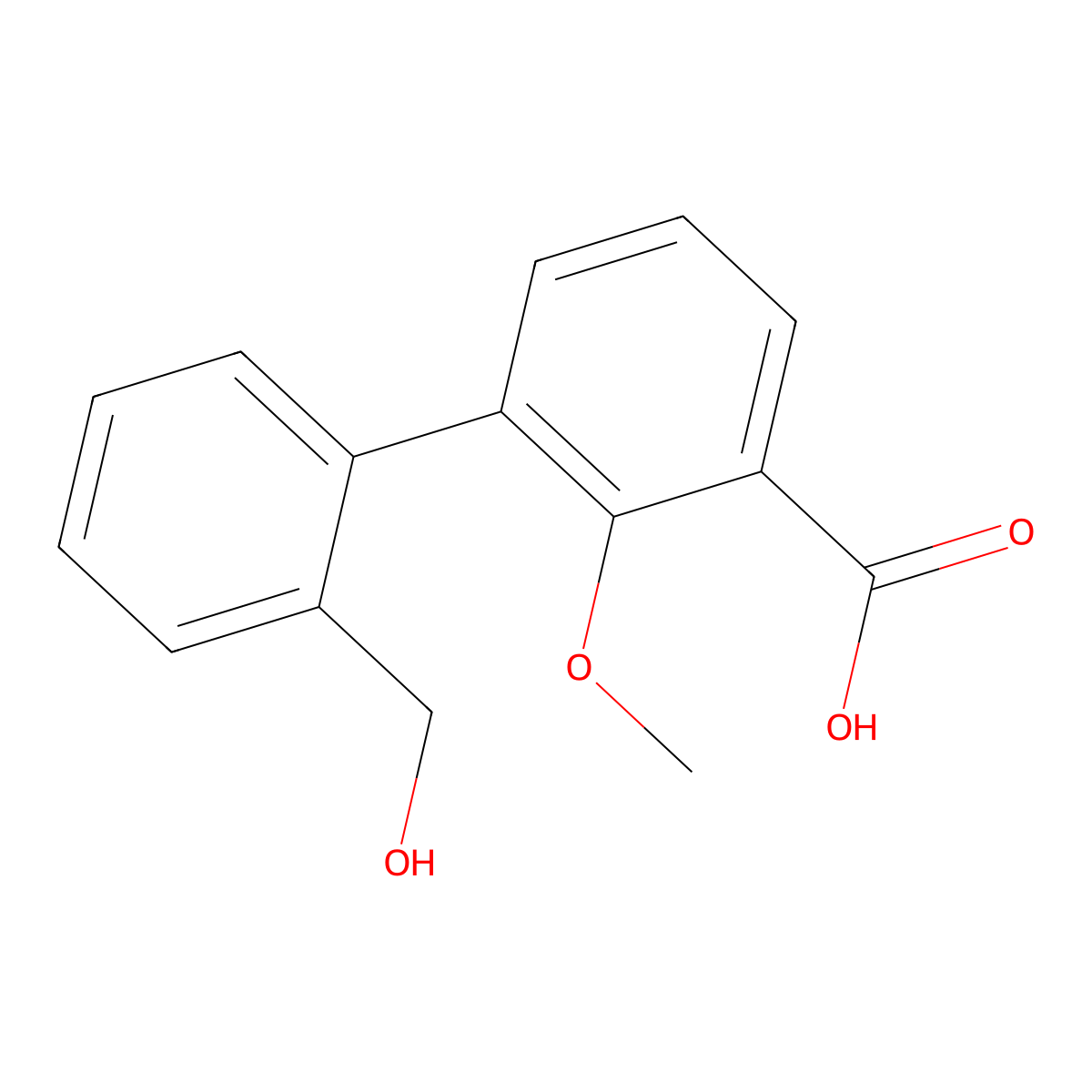 3-(2-Hydroxymethylphenyl)-2-methoxybenzoic acid molecular structure, CAS 1261993-81-0