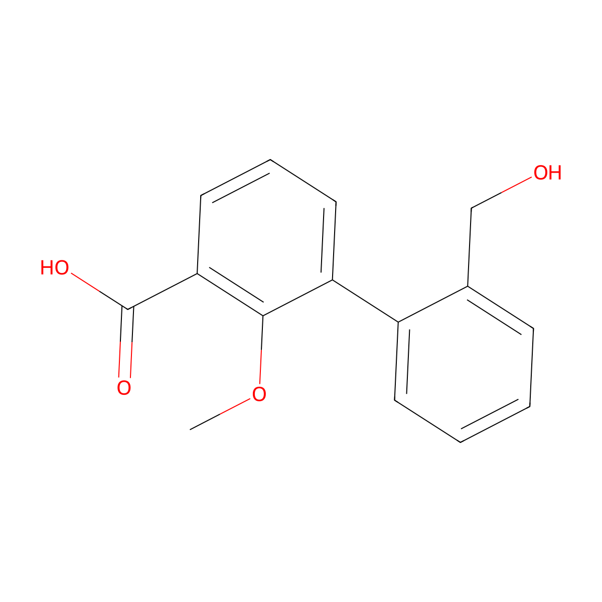 3-(2-Hydroxymethylphenyl)-2-methoxybenzoic acid molecular structure, CAS 1261993-81-0
