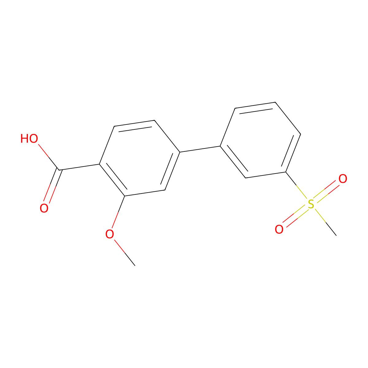 2-Methoxy-4-(3-methylsulfonylphenyl)benzoic acid molecular structure, CAS 1261993-82-1