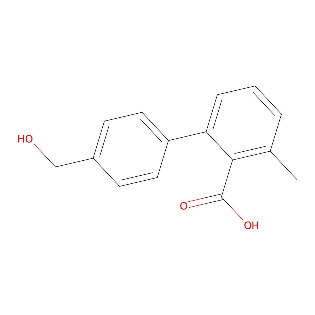 2-(4-Hydroxymethylphenyl)-6-methylbenzoic acid molecular structure, CAS 1261993-92-3