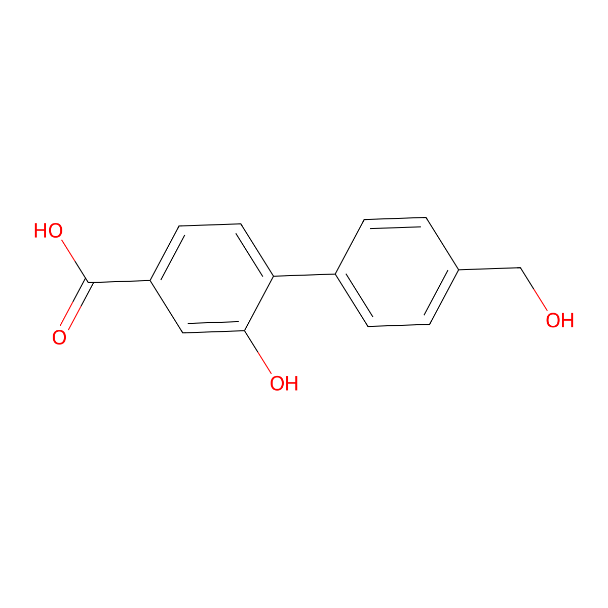 3-Hydroxy-4-(4-hydroxymethylphenyl)benzoic acid molecular structure, CAS 1261993-97-8