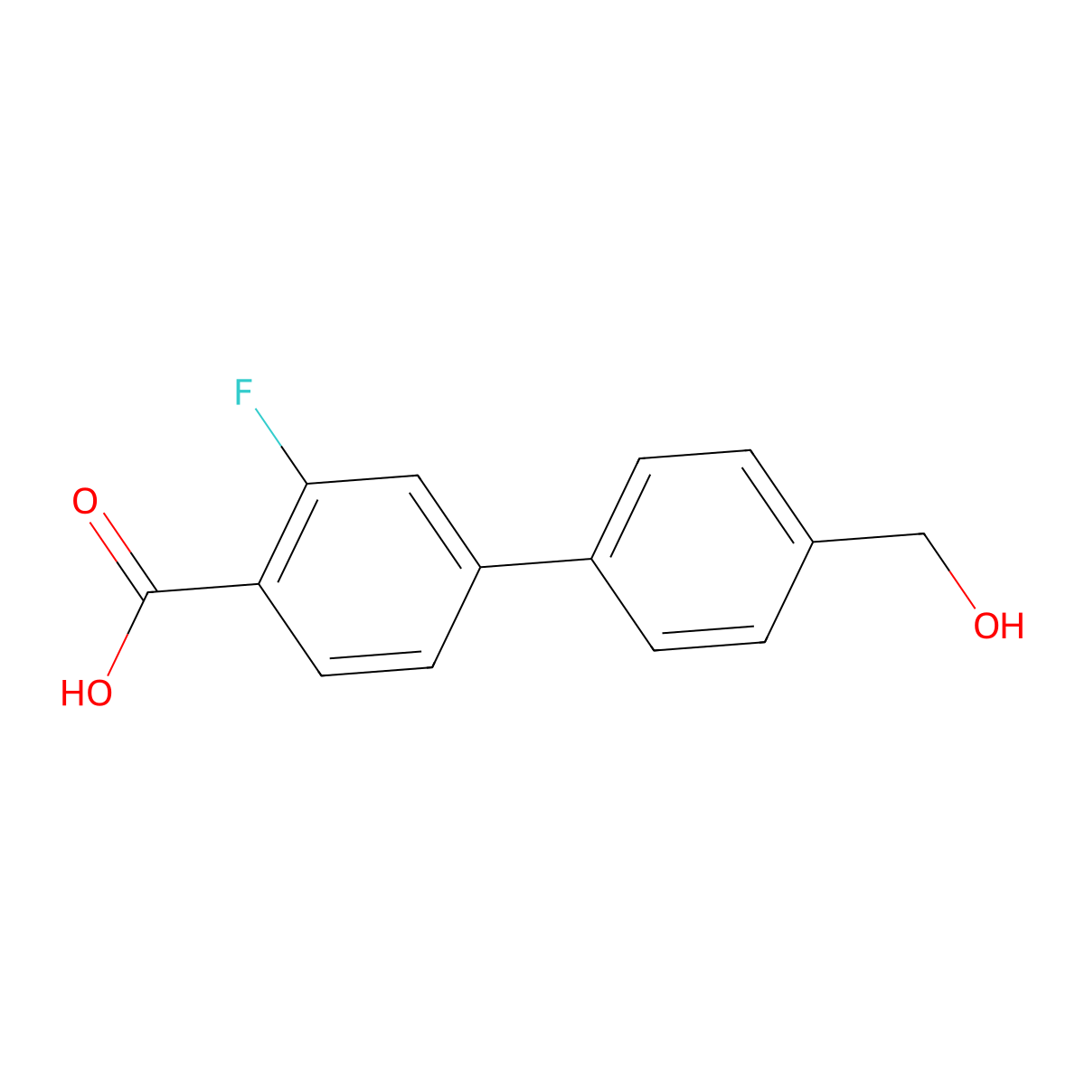 2-Fluoro-4-(4-hydroxymethylphenyl)benzoic acid molecular structure, CAS 1261994-27-7