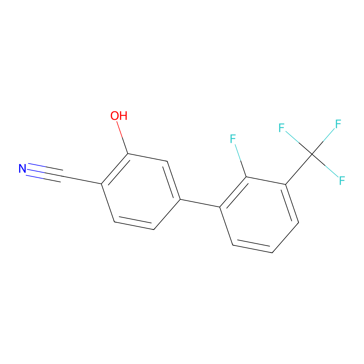 2-Cyano-5-(2-fluoro-3-trifluoromethylphenyl)phenol molecular structure, CAS 1261994-54-0