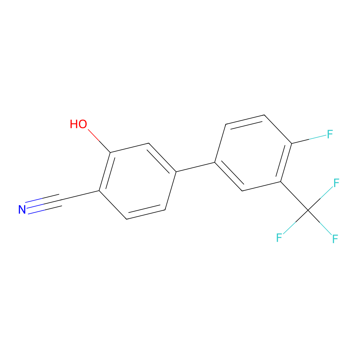 2-Cyano-5-(4-fluoro-3-trifluoromethylphenyl)phenol molecular structure, CAS 1261994-68-6
