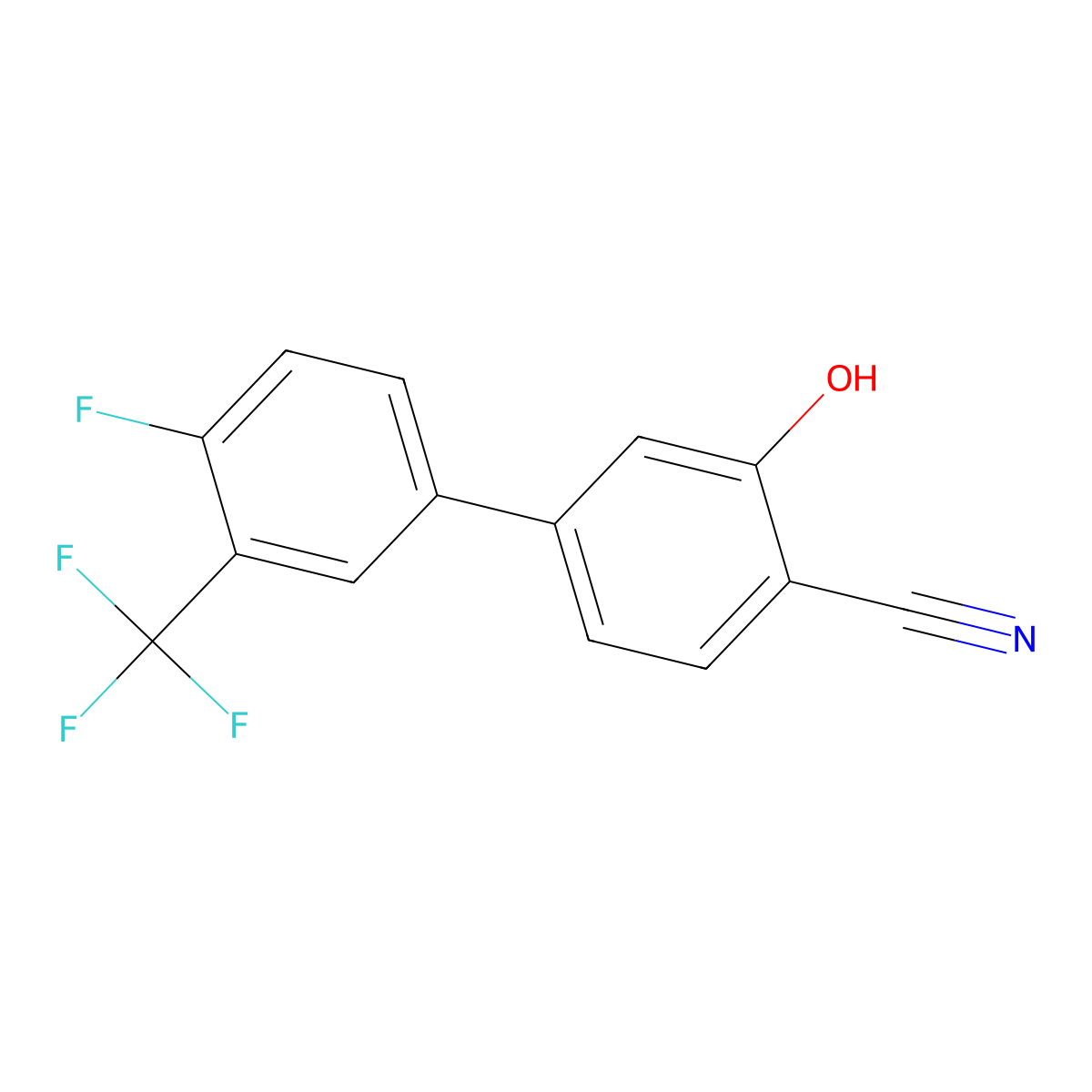 2-Cyano-5-(4-fluoro-3-trifluoromethylphenyl)phenol molecular structure, CAS 1261994-68-6