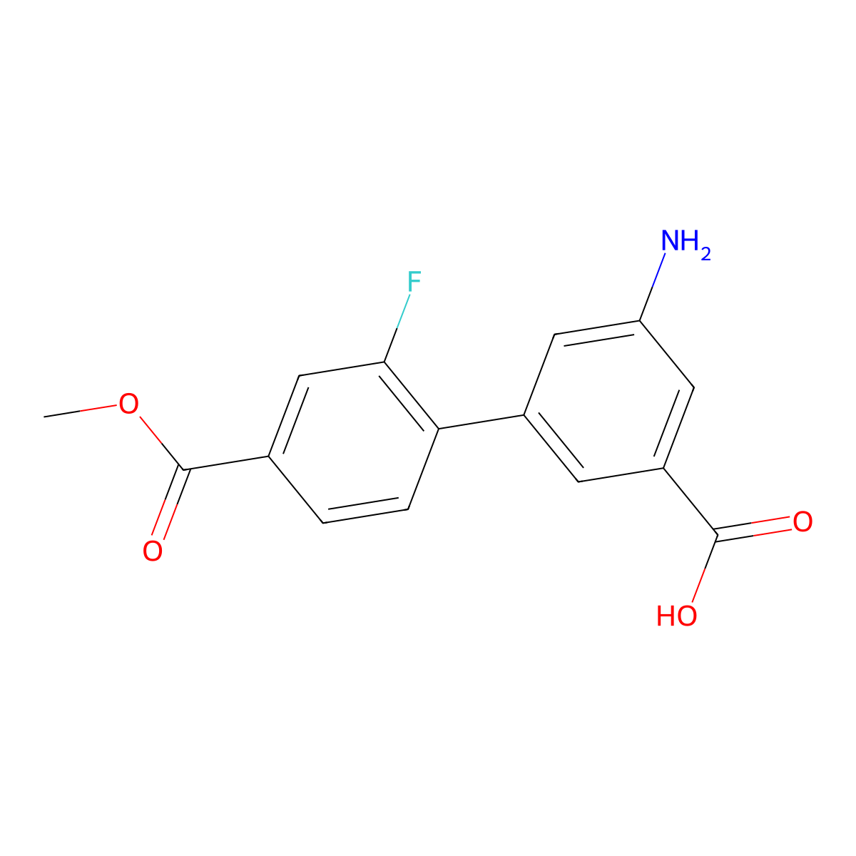 3-Amino-5-(2-fluoro-4-methoxycarbonylphenyl)benzoic acid molecular structure, CAS 1261994-81-3