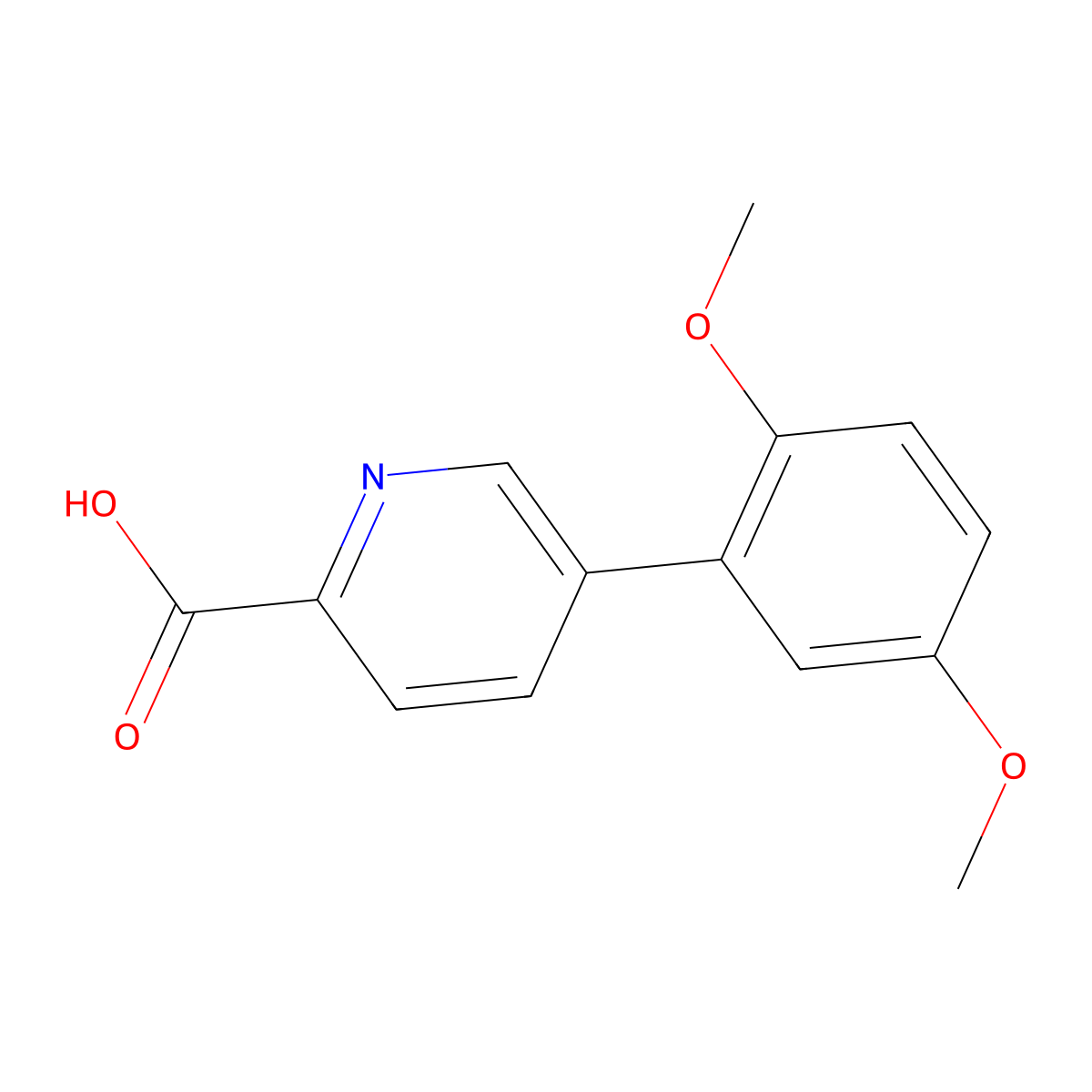 5-(2,5-Dimethoxyphenyl)picolinic acid molecular structure, CAS 1261994-86-8