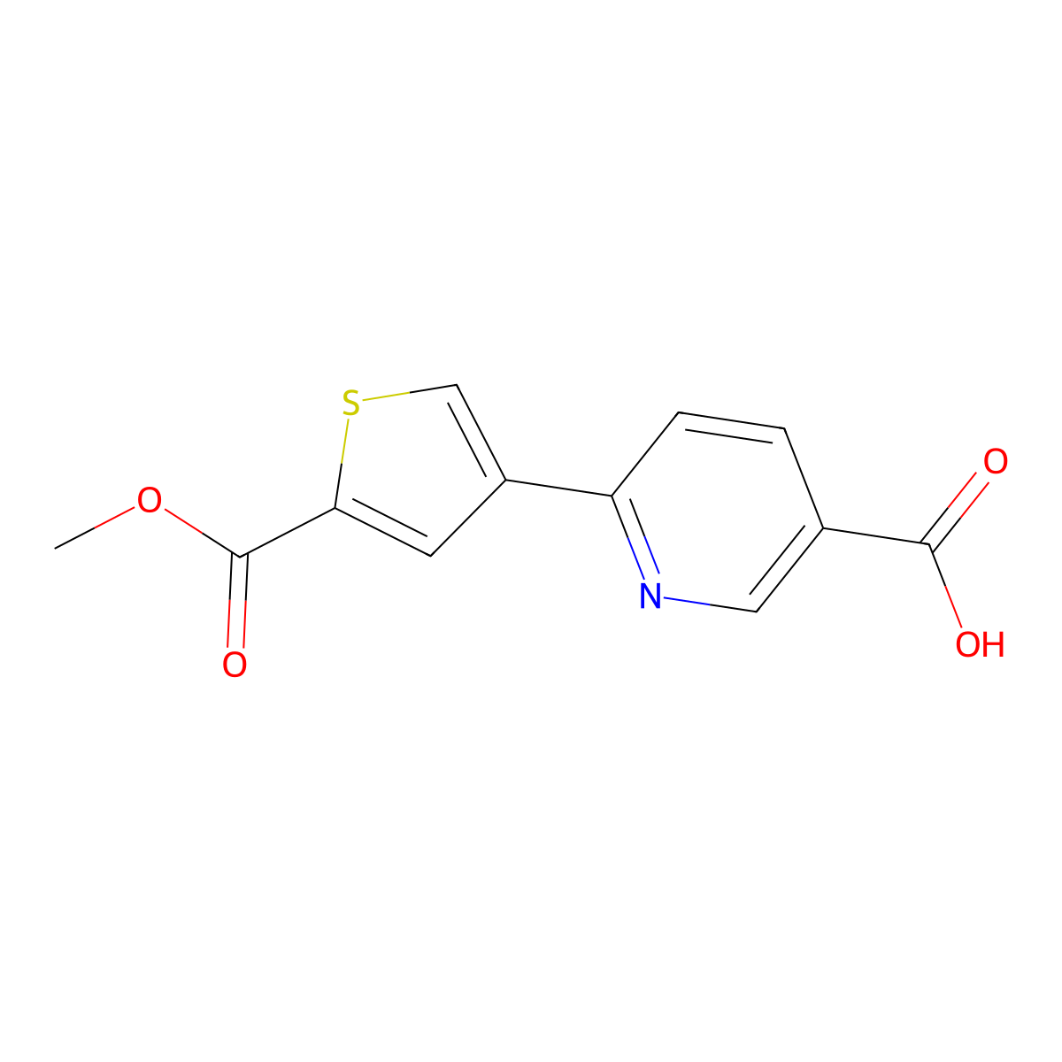 6-[5-(Methoxycarbonyl)thiophen-3-YL]nicotinic acid molecular structure, CAS 1261995-37-2