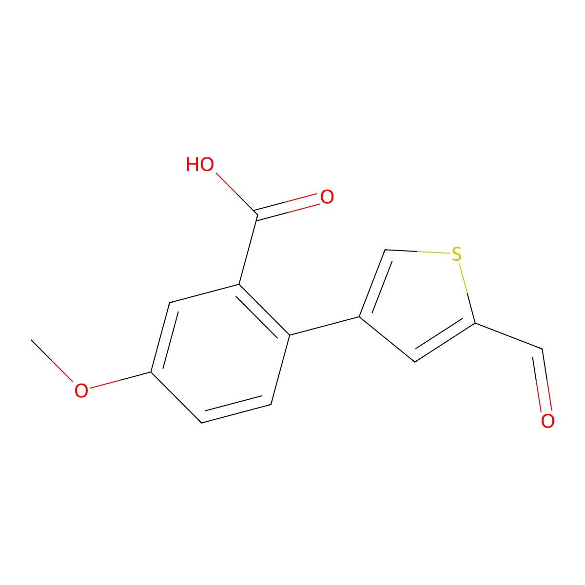 2-(2-Formylthiophen-4-YL)-5-methoxybenzoic acid molecular structure, CAS 1261995-48-5