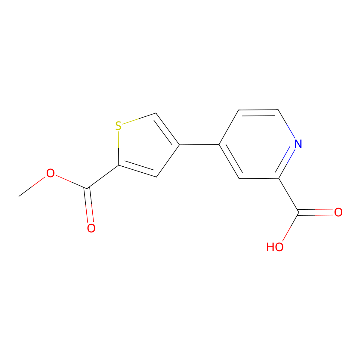 4-[5-(Methoxycarbonyl)thiophen-3-yl]picolinic acid molecular structure, CAS 1261995-49-6