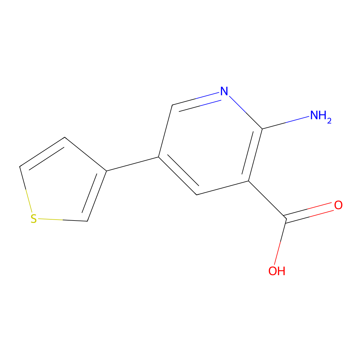 2-Amino-5-(thiophen-3-YL)nicotinic acid molecular structure, CAS 1261995-59-8