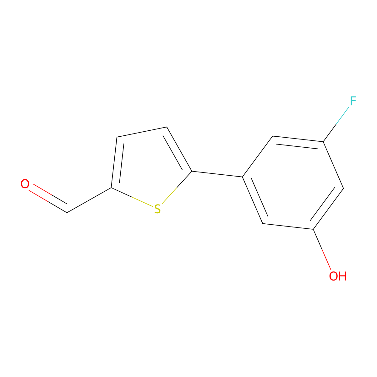 5-(3-Fluoro-5-hydroxyphenyl)thiophene-2-carbaldehyde molecular structure, CAS 1261995-69-0