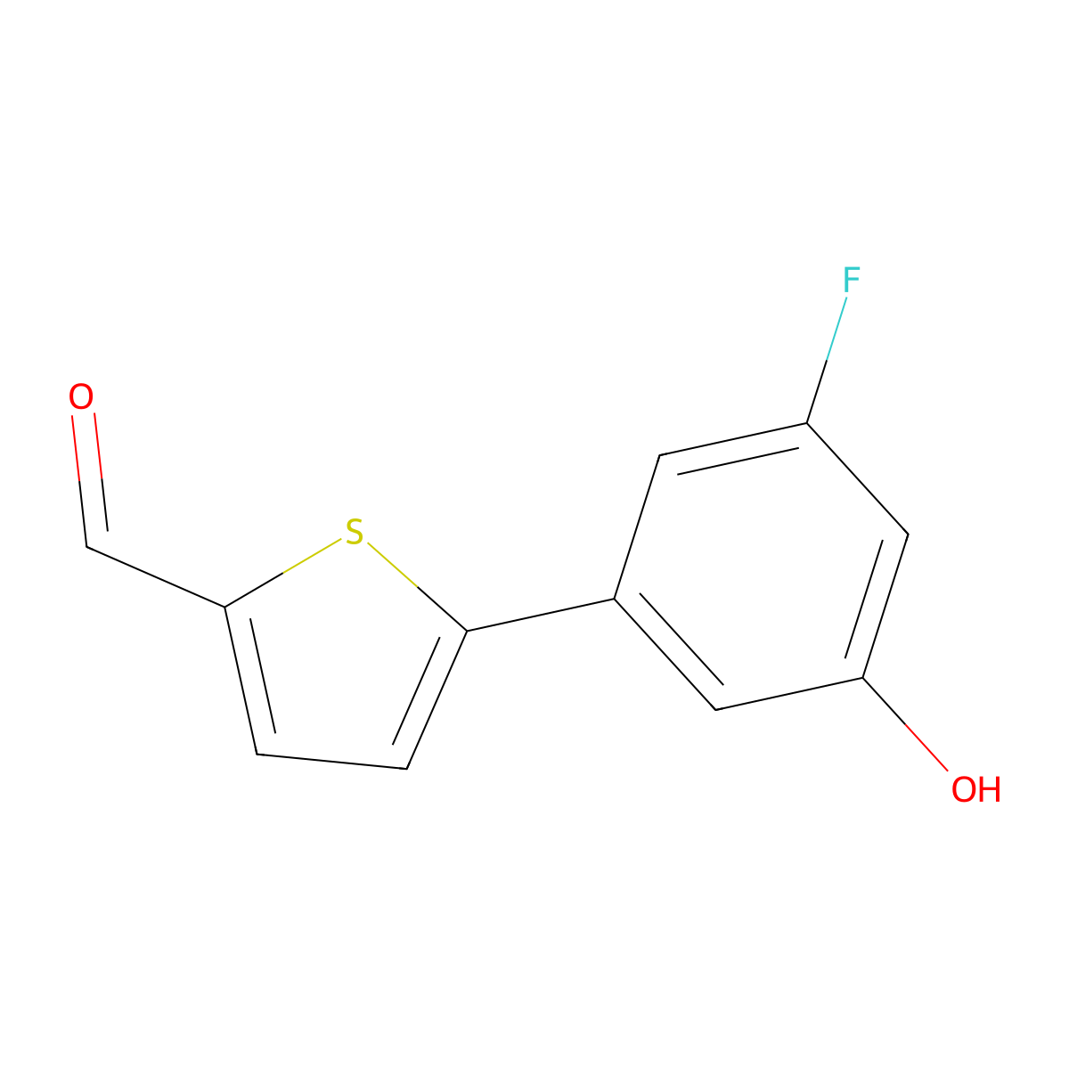 5-(3-Fluoro-5-hydroxyphenyl)thiophene-2-carbaldehyde molecular structure, CAS 1261995-69-0