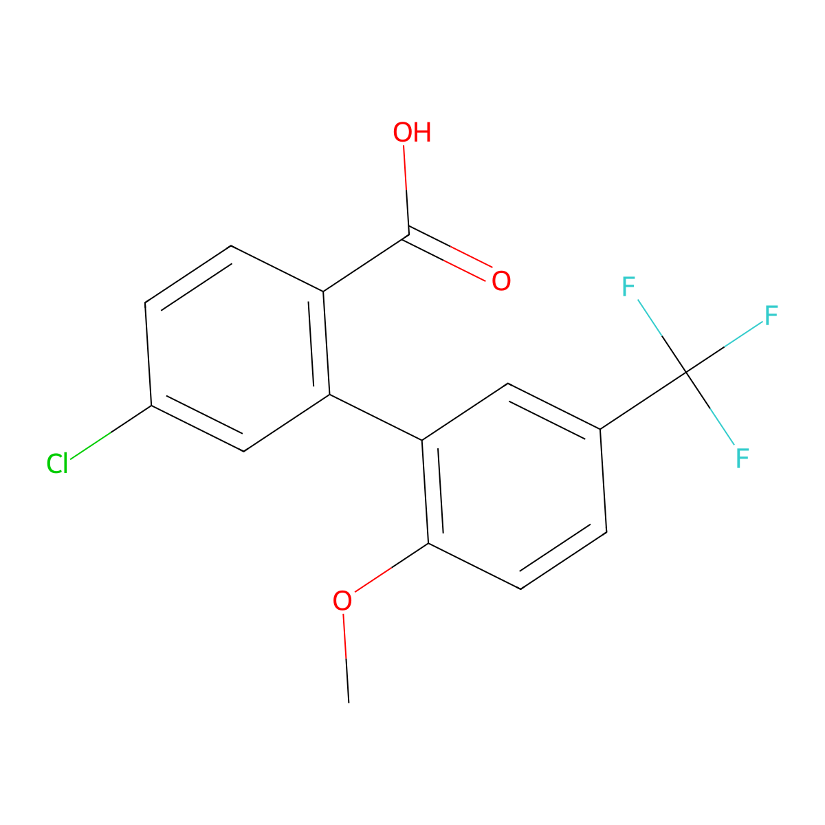 4-Chloro-2-(2-methoxy-5-trifluoromethylphenyl)benzoic acid molecular structure, CAS 1261995-83-8